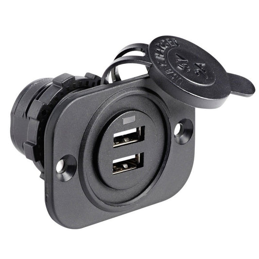 Pannello presa doppia usb 12 - 24 v nero