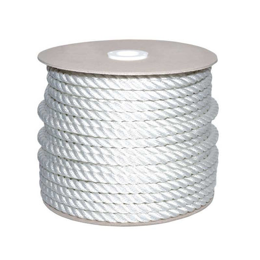 6 mm rope in shiny white polyester, sinking breaking load 350 kg