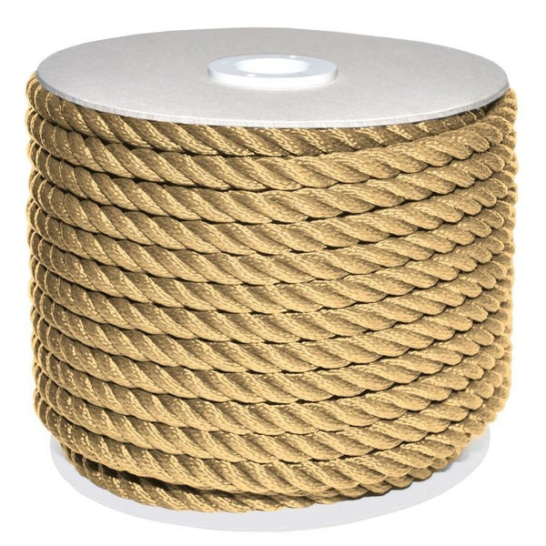 28 mm rope in shiny beige polyester, sinking breaking load 12000 kg