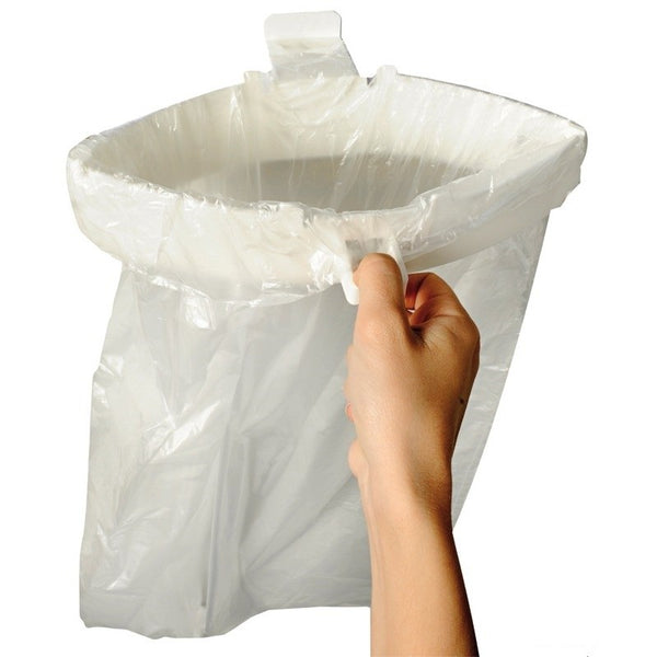 Waste container with automatic snap closure