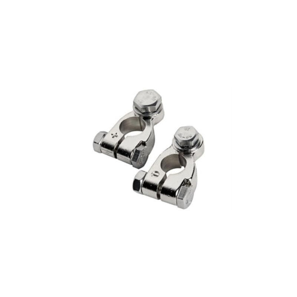 Pair of nickel-plated brass battery terminals