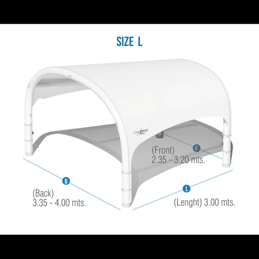 Bimini white awning size. L