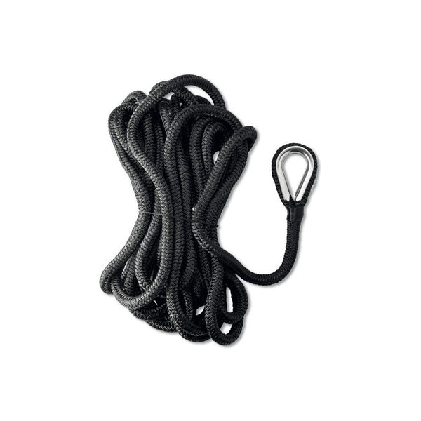 Black double braided mooring rope Ø 24 mm