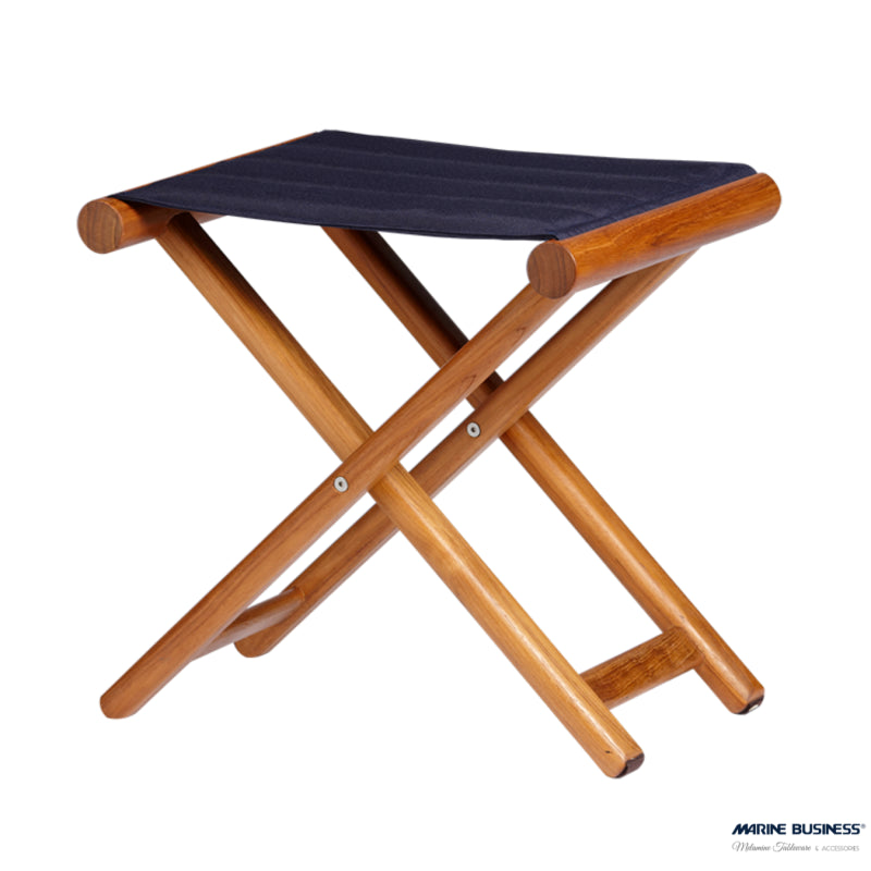 Marine business sgabello in teak pieghevole - olefina blu navy 45x36x46cm